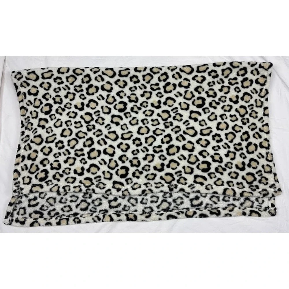 Cutie Pie htf Brown Beige Black Leopard‎ Cheetah Print Baby Blanket 30x36 Fleece